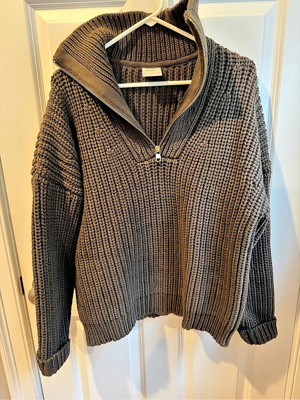 Varley Natalia Knit Sweater Brown Half-Zip Size Medium